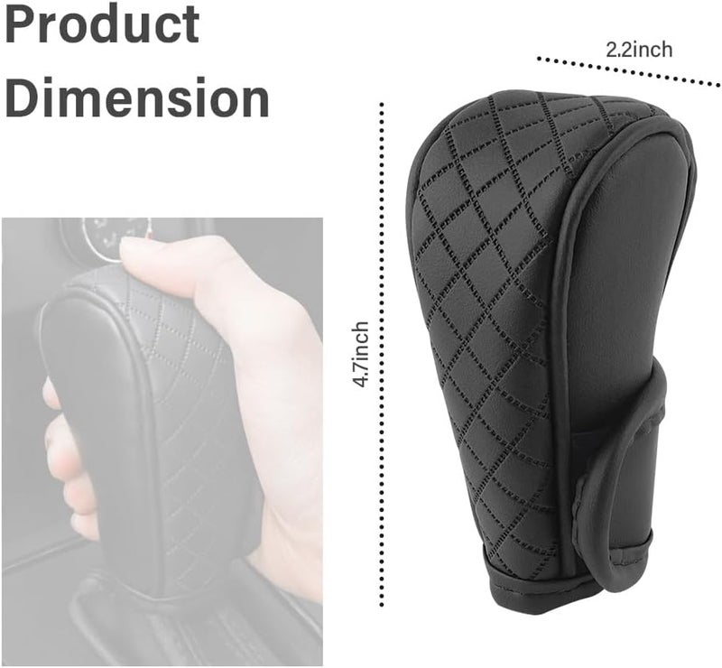 Stacool Leather Gear Shift Cover Diamond Embroidery Design,Durable Shift Knob Cover for Shift Lever Protection,Universal Car Gear Shift Cover Car Decorative Accessory Suitable for Cars,Trucks,SUVs (Black) - Image 2